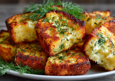 На молоке — прошлый век. Жарю гренки с сыром и укропом: сытнее и вкуснее драников