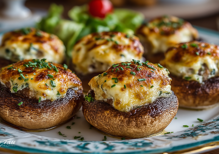 В каждой шляпке — мясная котлетка с яйцом внутри. Фаршированные шампиньоны — мой новый фаворит для ужинов