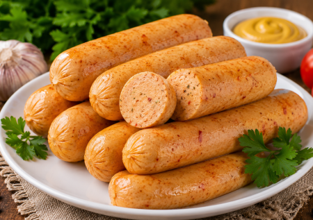Домашние сосиски делать проще простого: мешаю курицу со специями и заворачиваю в плёнку — получаются сочные и ароматные