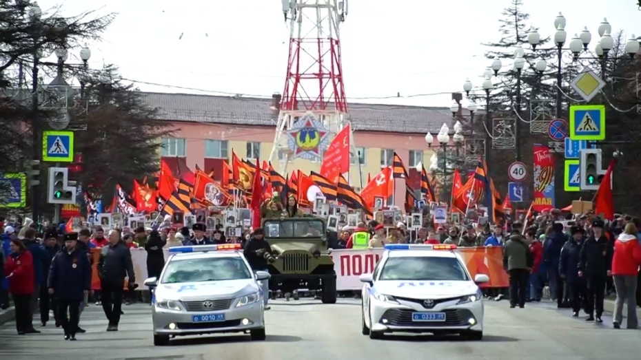 Акция ‭«Бессмертный полк», посвященная 81-й годовщине Победы в Великой Отечественной войне, в Магадане