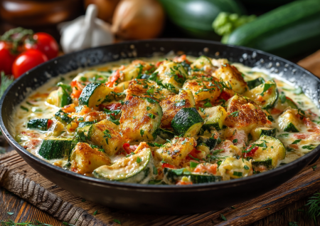 Кабачки в подливке: неузнаваемый сливочный вкус — никто не догадается, что у вас в сковородке