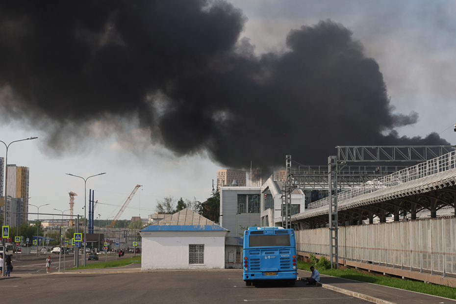 Пожар на стройплощадке на востоке Москвы