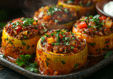 Бочонки из кабачков: пачка фарша, два цукини, 40 минут — и на столе у вас сытный ужин