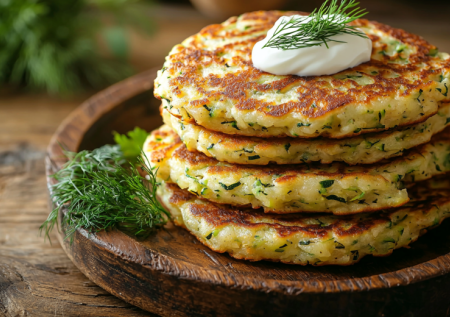 Весенние кабачковые оладьи без муки с куркумой и зеленью: сочные и очень вкусные — дополнение к завтраку