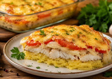 Делаю не мясо, а минтай по-французски: никакой жирной свинины и майонеза — выходит шикарно. Только картошку нужно натереть