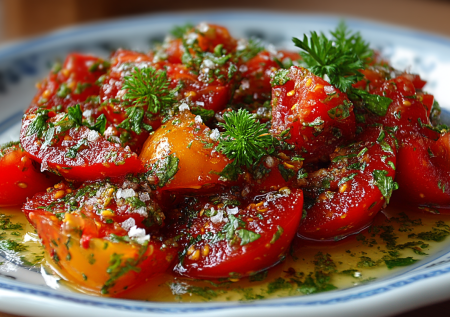 Помидоры, чеснок и мята — к мясу подаю обалденную закуску: лука нет, а вкус божественный
