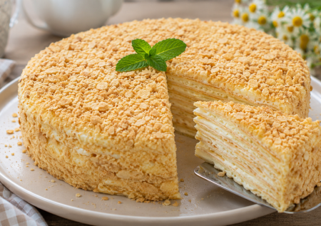 Торт из 10 коржей «Сковородный»: жарим по 2 минуты и делаем заварной крем — вкуснятина к чаю без духовки
