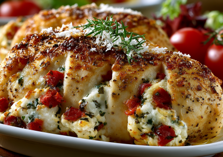 Грудку больше не жарю — запекаю с творожным сыром: вкусно с миксом салата и чесночным соусом