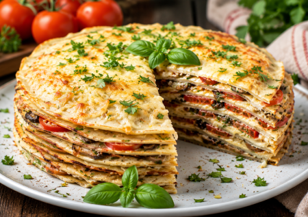 Зеленые блинчики и помидоры: пикантный блинный торт — вкусная закуска за копейки