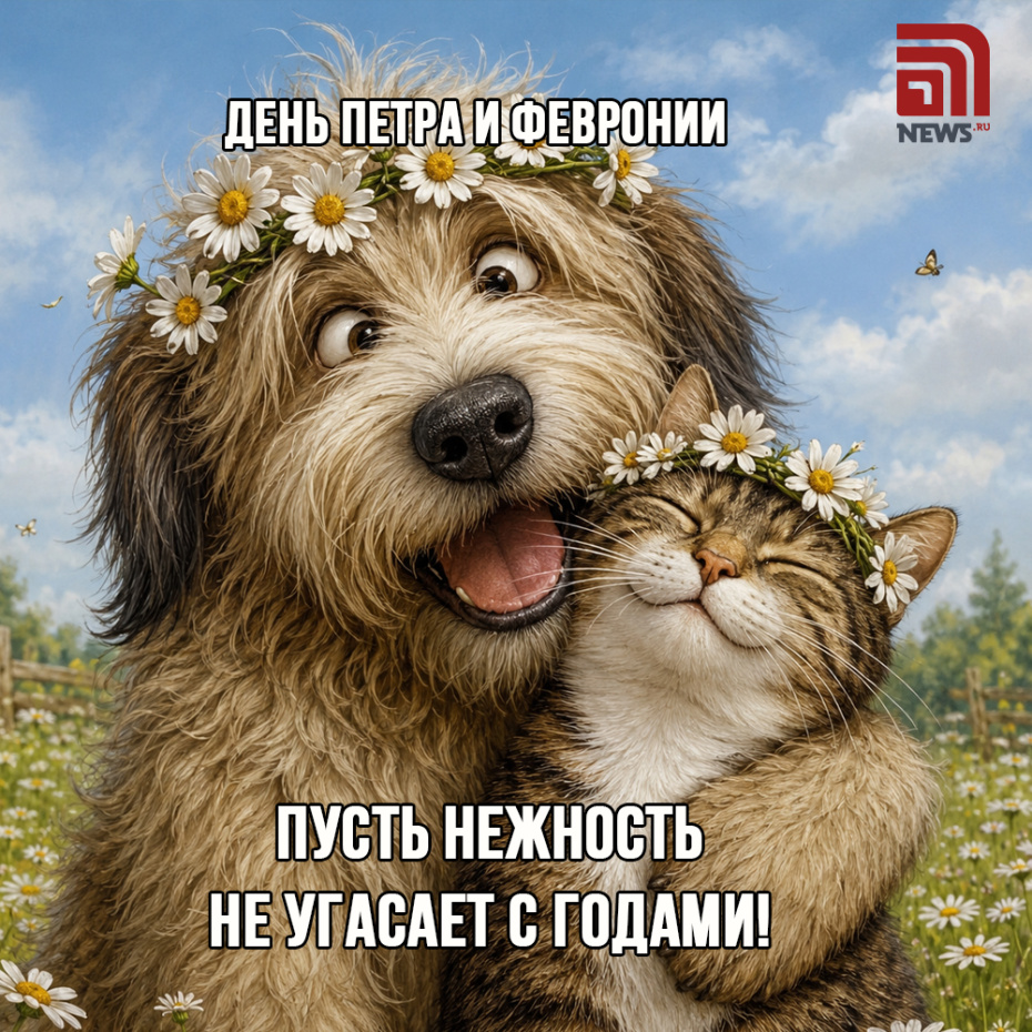 Поздравить коллег с Днем Петра и Февронии открыткой