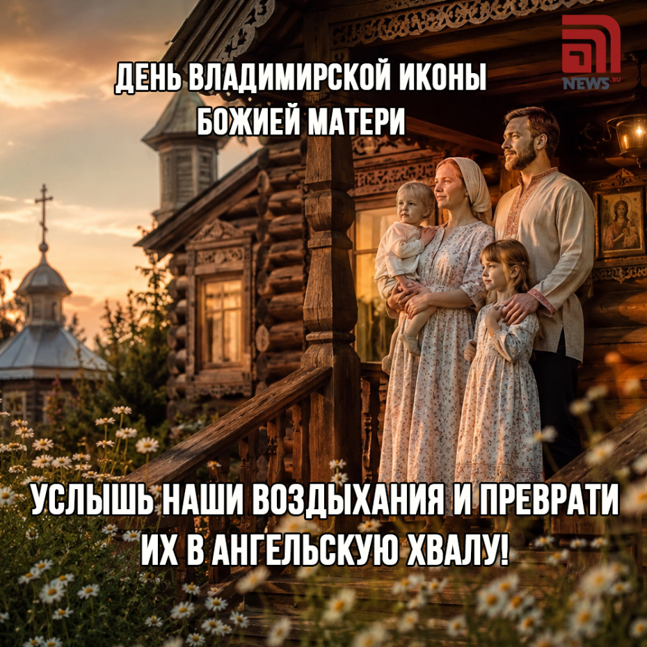 Православная открытка с Днем Владимирской иконы Божией Матери 6 июля