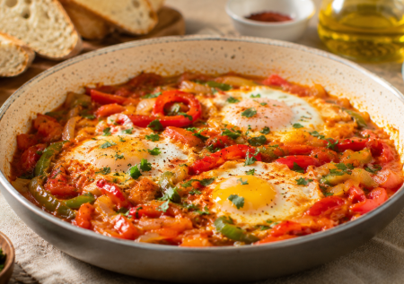 Вместо надоевшей яичницы — баскская пиперада. Вкуснота со сладким перцем, шикарно и на завтрак, и на ужин