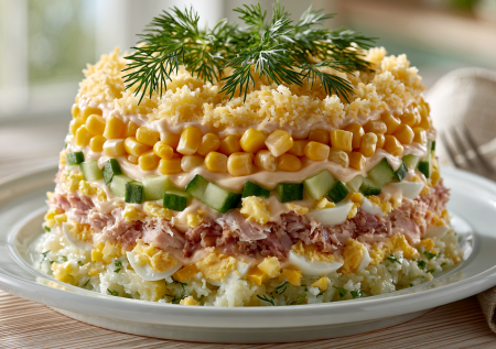 Салат — фаворит каждого застолья: «Курочка Ряба» — вкуснее надоевшего оливье, из простых продуктов