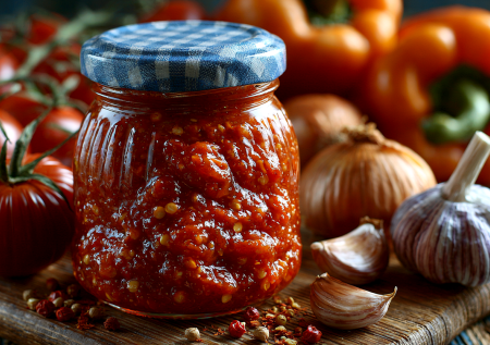Закрываю соус «Помидорыч» на зиму — зимой банка улетает за ужином, вкусно к макаронам и мясу
