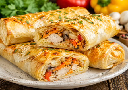 Вкуснее шаурмы: рулеты из лаваша в духовке — аппетитные, хрустящие снаружи, сочные и очень вкусные