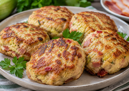 Курицу смешиваю с кабачком и беконом: котлеты получаются сочными даже без сложных добавок