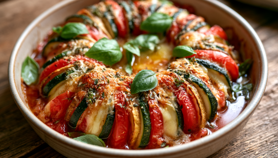 Запеченные кабачки с сыром и томатами