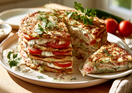 Когда оладьи надоели, готовлю кабачковый торт: ингредиенты те же, а вкус и подача интереснее