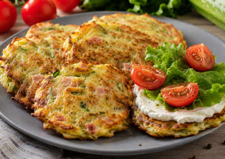 Самые вкусные кабачковые оладьи: берем чуть сыра и ветчины — получаются нежные и с корочкой