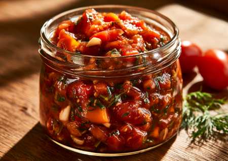 Никакой плиты, только нож и мясорубка: помидоры по-корейски, которые маринуются сами и получаются ядреными, сочными, ароматными