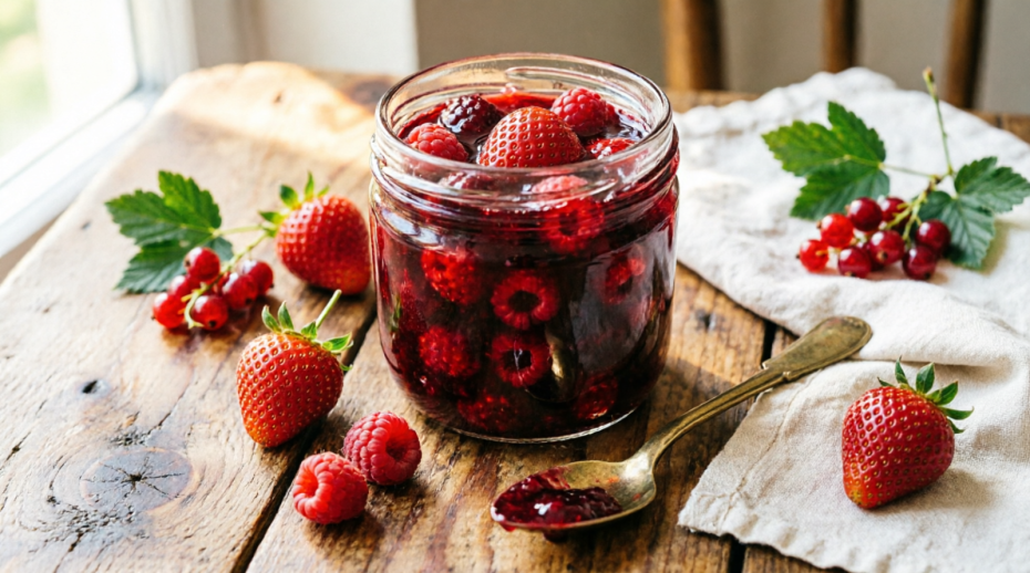 Варенье с клубникой, малиной и смородиной
