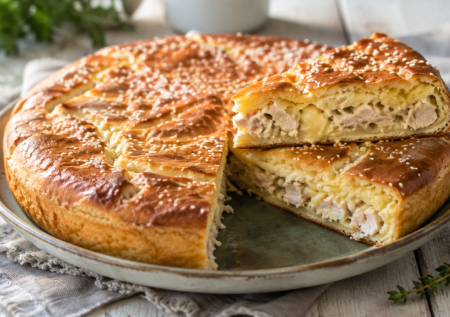 Ем вкусный пирог и худею: вкуснота с курицей и сыром — тесто заливное, очень простое