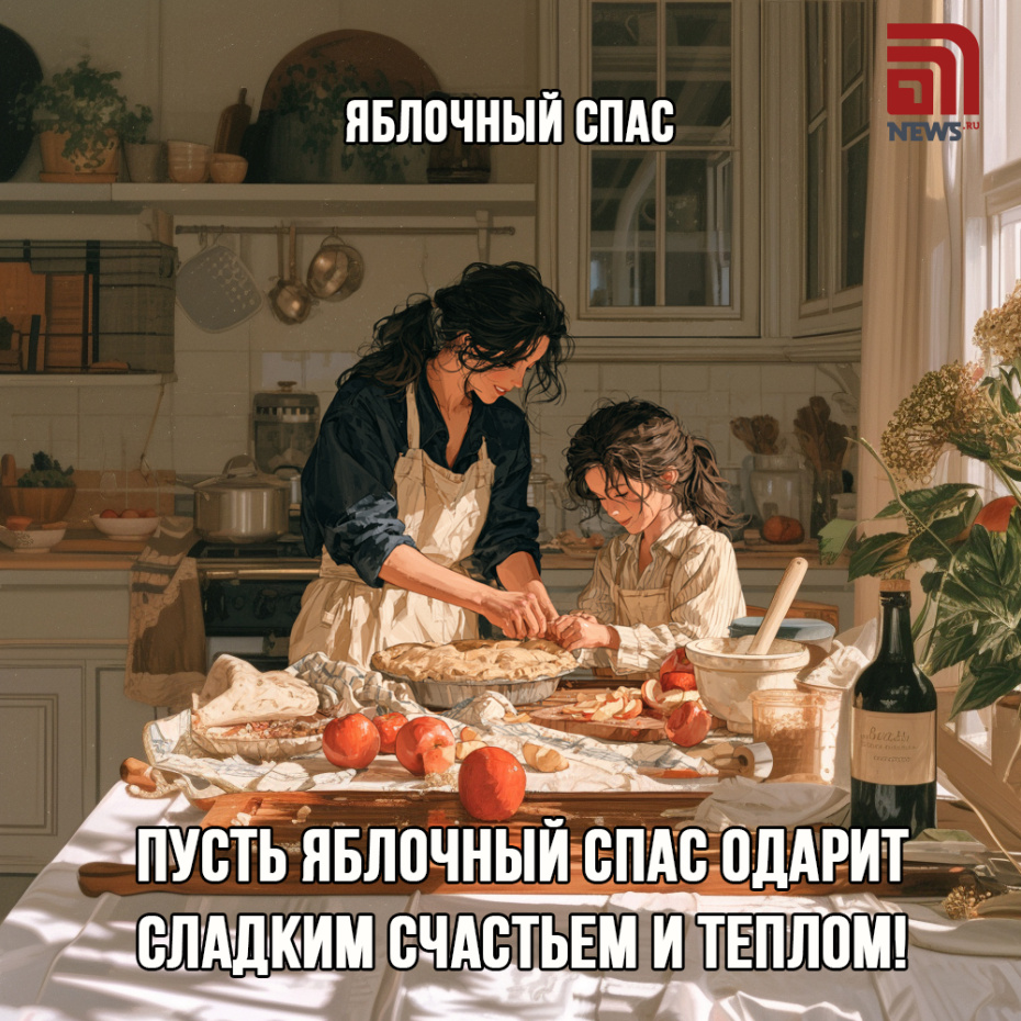 Открытка на Яблочный Спас 19 августа