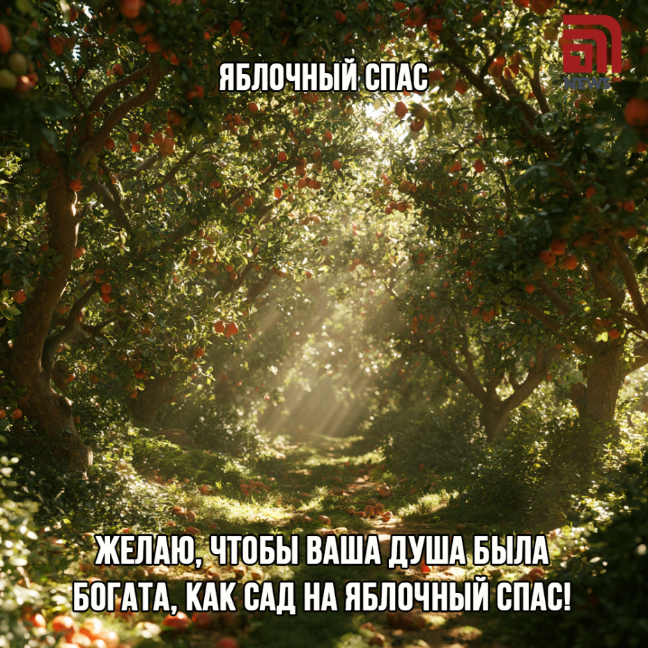Открытка с поздравлениями на Яблочный Спас