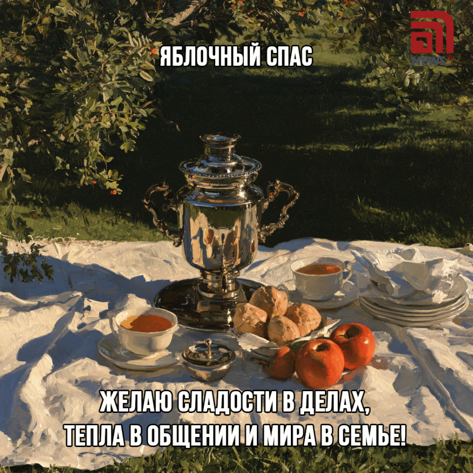 Открытка с Яблочным Спасом 19 августа для близких
