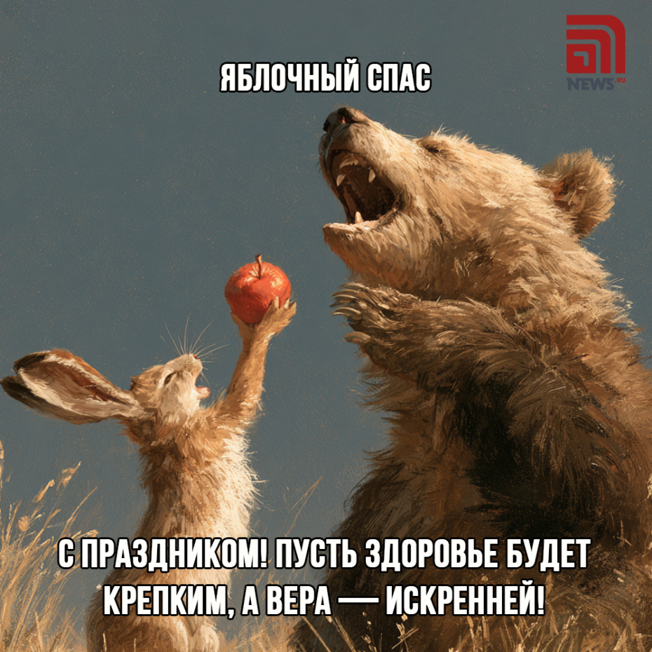 Забавная открытка с Яблочным Спасом