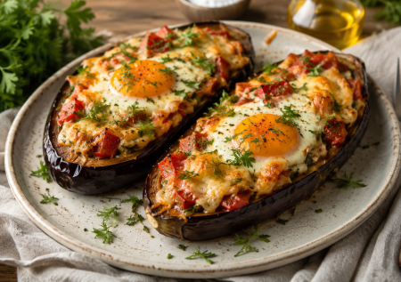 Баклажаны «Сытные лодочки»: внутри сыр, овощи и яйцо — вкуснота в духовке без тонны масла