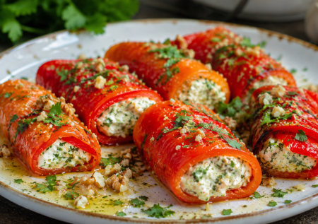 Рулетики из перцев: запекаем до подпалин и прячем внутрь вкусную начинку