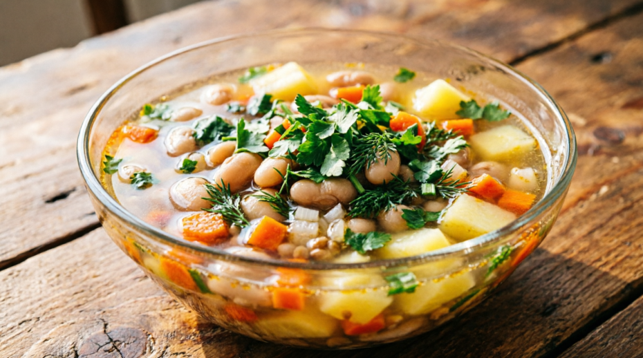 Краткий рецепт: постный суп с фасолью и овощами