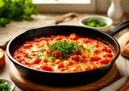 Яичница по-грузински: ингредиенты как на шакшуку, но вкус совершенно другой
