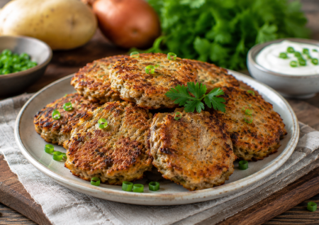 Пара картошек, жареный лук и фарш: вкусные оладьи — ничего не лепим, выкладываем ложкой и жарим