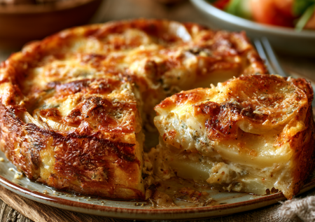 Картофельная шарлотка с луком и сыром: нарезаю картошку кольцами и в духовку — никаких хитростей, все очень просто