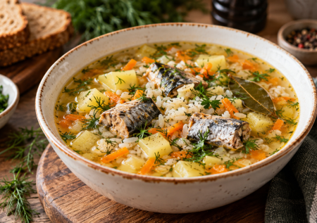 Никто не думал, что он такой вкусный: забытый суп из СССР с баночкой сайры и рисом