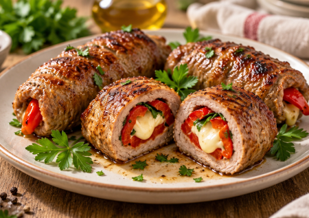 Перечно-мясные рулетики с сыром — сочные внутри, румяные снаружи, готовлю и на праздник, и на ужин