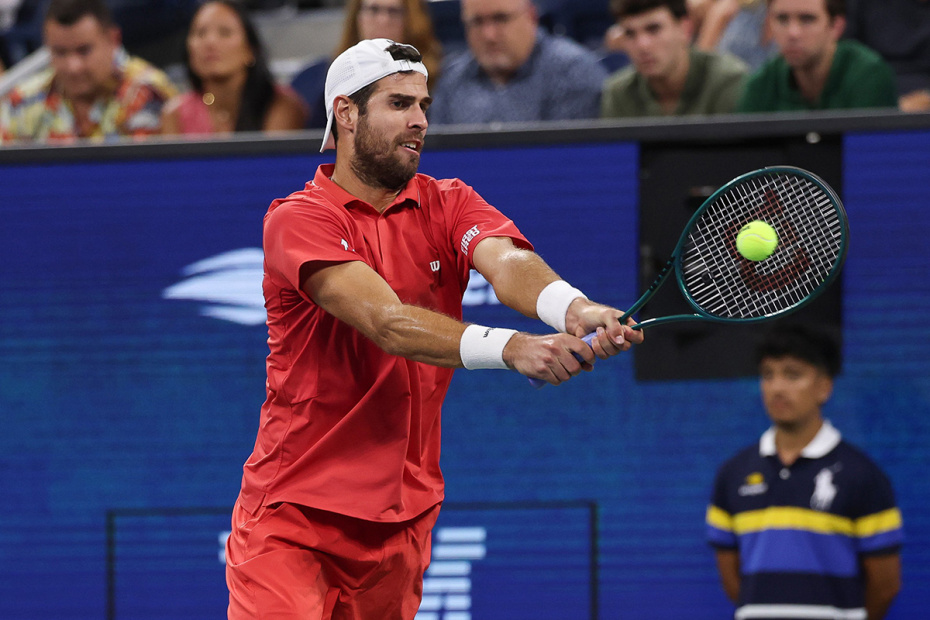 Карен Хачанов во время матча Открытого чемпионата США по теннису (US Open)