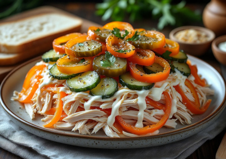 Перчик, грудка да огурец — салат вкуснее надоевшего оливье: ему даже настаиваться не нужно