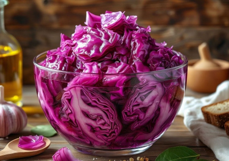 Розовая капуста-двухдневка: ничего не шинкую, нарезаю как попало — хрустящая закуска