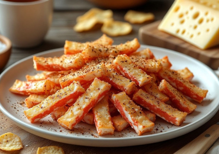 Вкуснее чипсов с крабом: давлю крабовые палочки стаканом и в духовку — достаю вкуснейшие хрустики