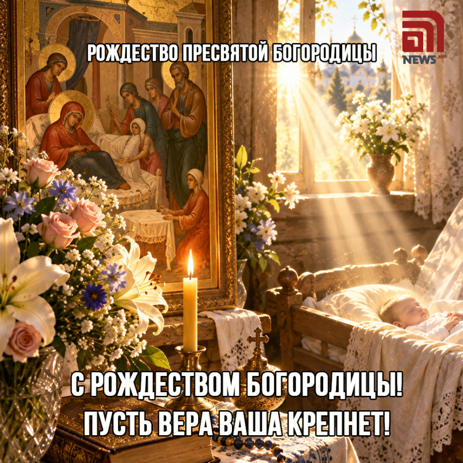 Красивая открытка на Рождество Богородицы 21 сентября