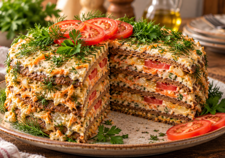 Закуска-торт из печени: и полезно, и вкусно — точно станет хитом застолья