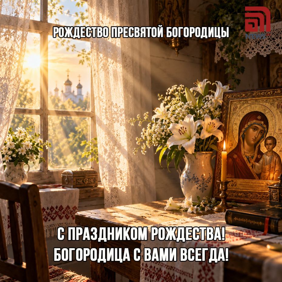 Православная открытка на Рождество Богородицы для верующих