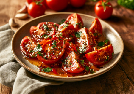 Вкусная закуска за 2 часа и без стерилизации: готовим помидоры по-корейски