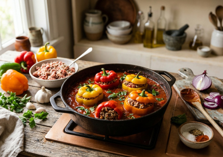 Фаршированные перцы делаю только так: мясо с рисом и густая подливка — объедение