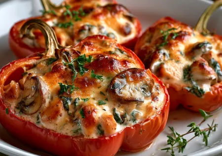 Перец больше не набиваю рисом и фаршем: курица с грибами оказалась намного вкуснее