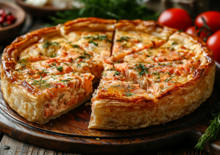 Банка тунца и ужин готов — заливной пирог на сковороде: пышный, вкусный, с обжаренным лучком