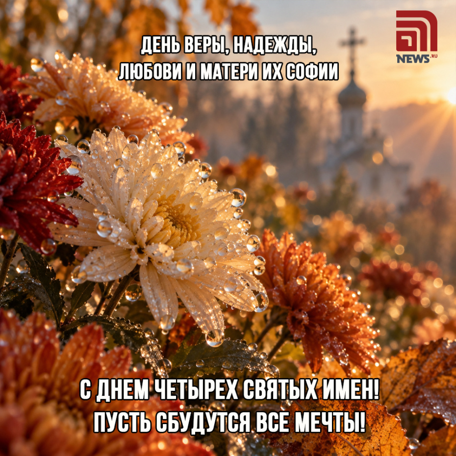 Открытка на День Веры, Надежды, Любови с цветами